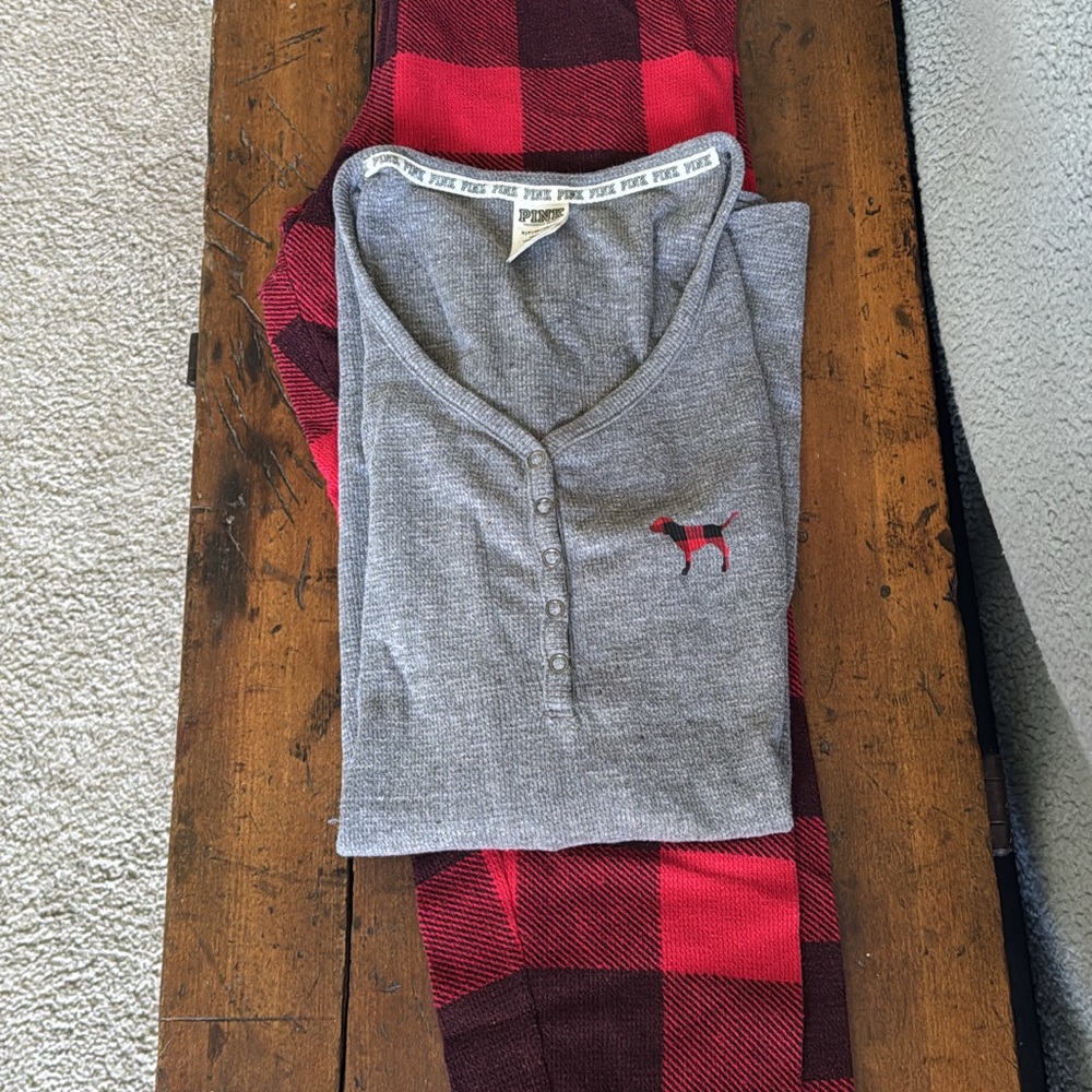 Victoria's Secret Gray and Red Pajama Set